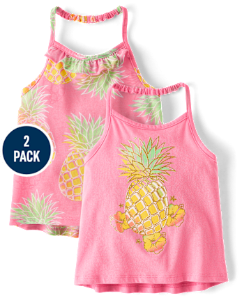 Toddler Girls Graphic Halter Tank Top 2-Pack