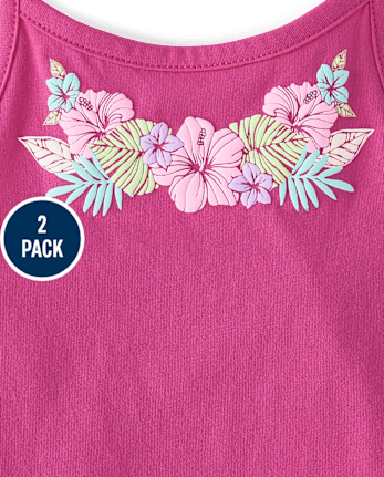 Toddler Girls Graphic Halter Tank Top 2-Pack