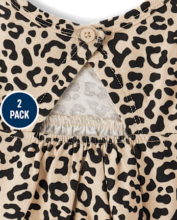 Lot de 2 barboteuses léopard pour bébé fille