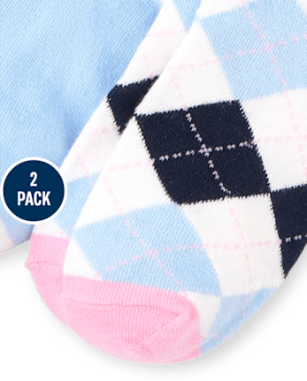 Lot de 2 paires de chaussettes montantes à motif argyle pour fille