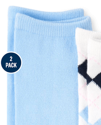 Lot de 2 paires de chaussettes montantes à motif argyle pour fille