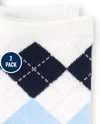 Lot de 2 paires de chaussettes montantes à motif argyle pour fille