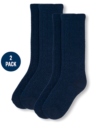 Lot de 2 paires de chaussettes mi-mollet en pointelle pour fille
