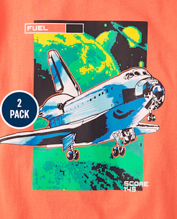 Boys Space Dino Graphic Tee 2-Pack