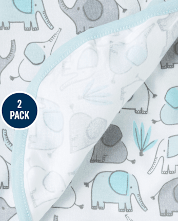 Baby Boys Elephant Swaddle Blanket 2-Pack