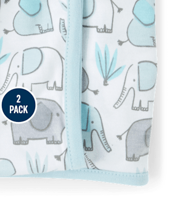Baby Boys Elephant Swaddle Blanket 2-Pack