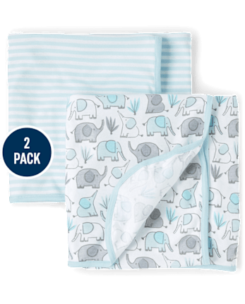 Baby Boys Elephant Swaddle Blanket 2-Pack