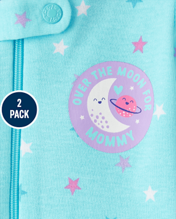 Lot de 2 pyjamas une pièce en coton à coupe ajustée pour bébé et petite fille