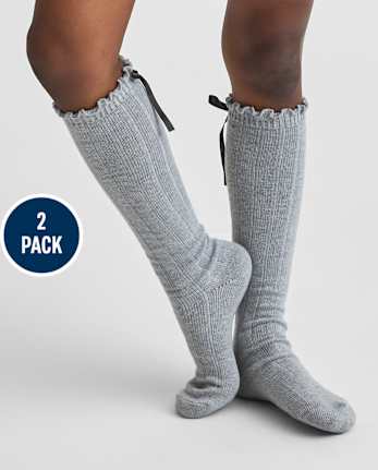 Lot de 2 paires de chaussettes à nœud pour filles