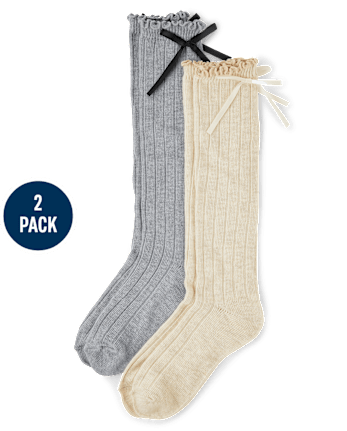 Lot de 2 paires de chaussettes à nœud pour filles