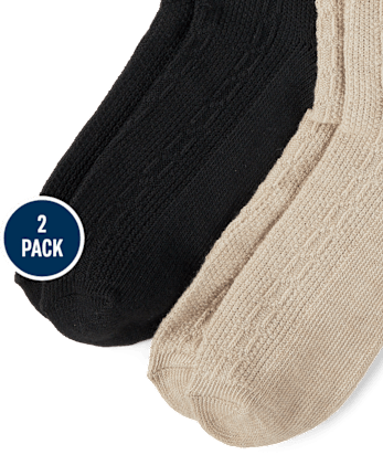 Lot de 2 paires de chaussettes pour bottes en tricot torsadé pour fille