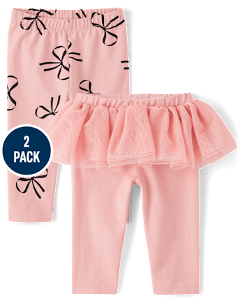 Baby Girls Bow Tutu Leggings 2-Pack