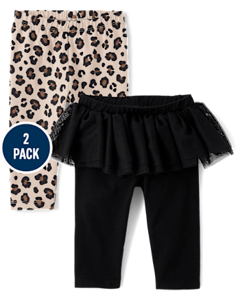 Baby Girls Leopard Tutu Leggings 2-Pack