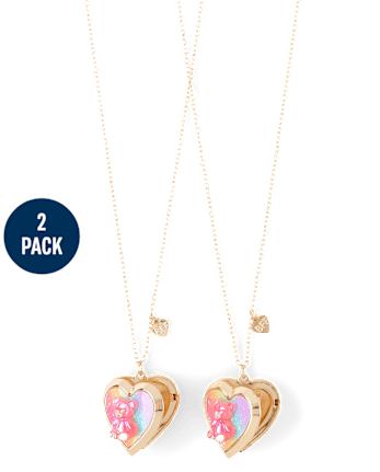 Girls Candy Bear BFF Locket Necklace 2-Pack