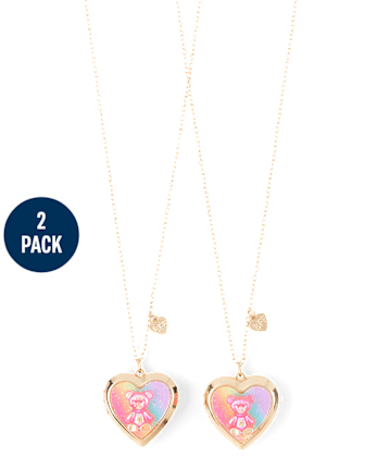 Girls Candy Bear BFF Locket Necklace 2-Pack