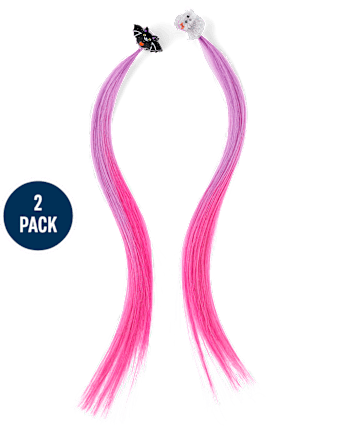 Girls Glow Halloween Faux Hair Extension Hair Clips 2-Pack