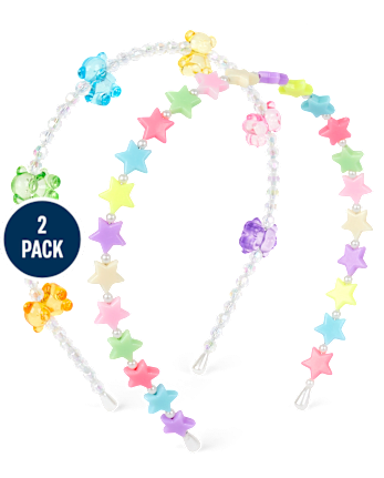 Lot de 2 bandeaux oursons en perles pour filles