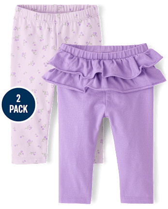 Baby Girls Floral Ruffle Leggings 2-Pack
