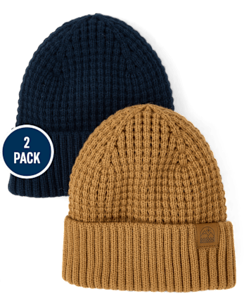 Boys Waffle Beanie 2-Pack