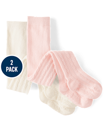 Lot de 2 collants en maille torsadée pour petite fille
