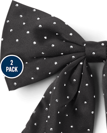 Girls Shimmer Rhinestone Bow Hair Clip 2-Pack