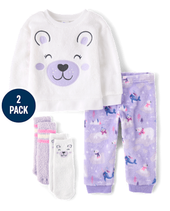 Toddler Girls Bear Cozy Socks 2-Pack