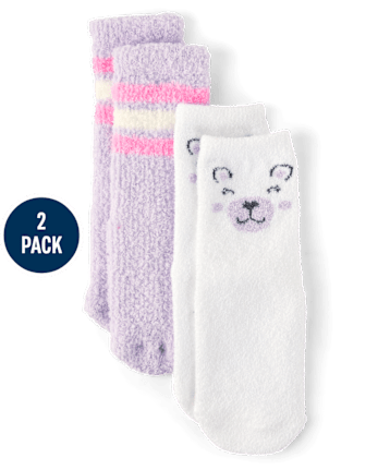 Toddler Girls Bear Cozy Socks 2-Pack
