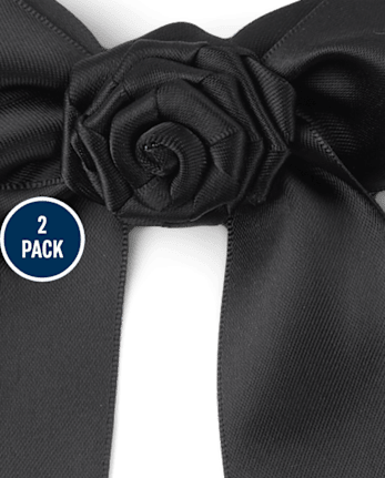 Girls Satin Rosette Bow Hair Clip 2-Pack