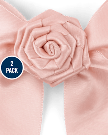 Girls Satin Rosette Bow Hair Clip 2-Pack