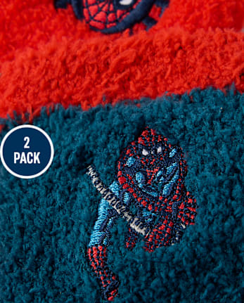 Boys Spider-Man Embroidered Cozy Socks 2-Pack