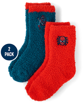 Boys Spider-Man Embroidered Cozy Socks 2-Pack