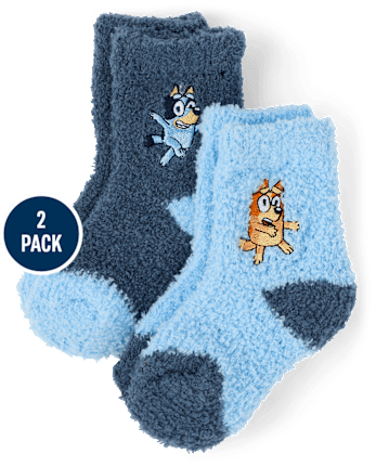Baby And Toddler Boys Bluey™ Embroidered Cozy Socks 2-Pack