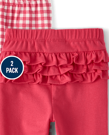 Baby Girls Gingham Ruffle Leggings 2-Pack