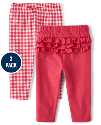 Baby Girls Gingham Ruffle Leggings 2-Pack