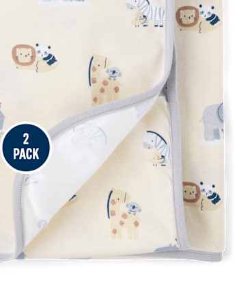 Baby Boys Animal Swaddle Blanket 2-Pack
