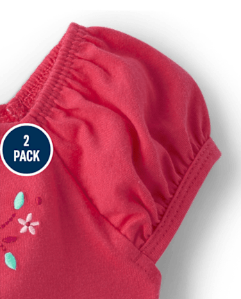 Baby Girls Embroidered Cherry Bubble Romper 2-Pack