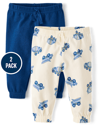 Baby Boys Construction Vehicle Jogger Pants 2-Pack