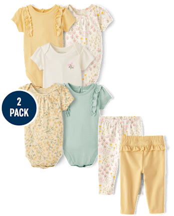 Leggings à volants fleuris pour bébés filles (lot de 2)