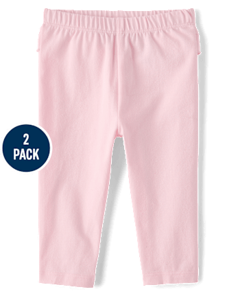 Baby Girls Bow Ruffle Leggings 2-Pack