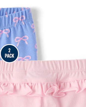 Baby Girls Bow Ruffle Leggings 2-Pack