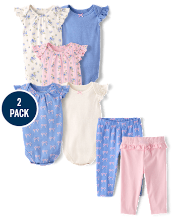 Baby Girls Bow Ruffle Leggings 2-Pack