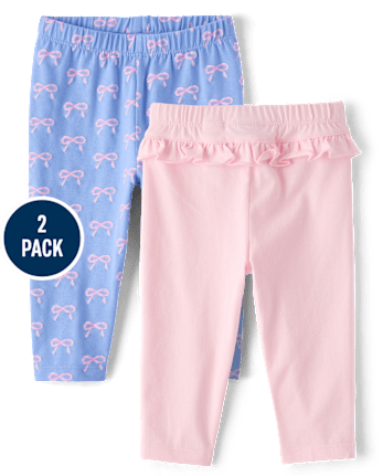 Baby Girls Bow Ruffle Leggings 2-Pack