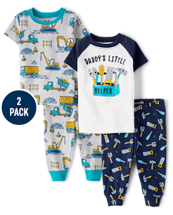 Baby And Toddler Boys Daddy's Little Helper Snug Fit Cotton Pajamas Pack 2-Pack