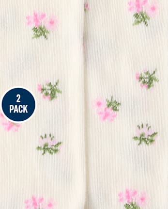 Toddler Girls Floral Pointelle Tights 2-Pack