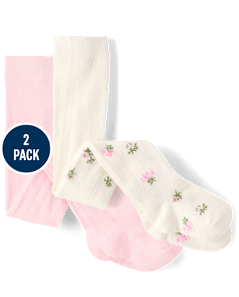 Toddler Girls Floral Pointelle Tights 2-Pack
