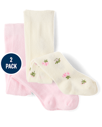 Baby Girls Floral Pointelle Tights 2-Pack