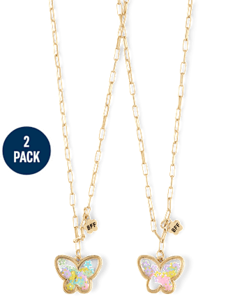 Girls Shakey Butterfly BFF Necklace 2-Pack