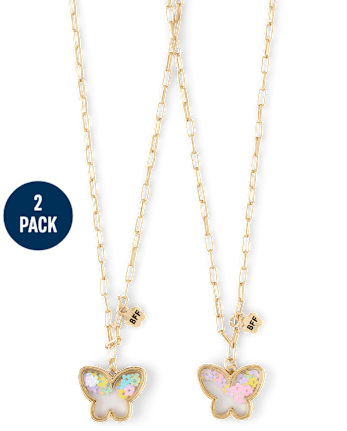 Girls Shakey Butterfly BFF Necklace 2-Pack