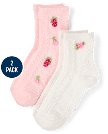 Girls Rosette Pointelle Midi Socks 2-Pack