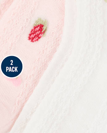 Girls Rosette Pointelle Midi Socks 2-Pack